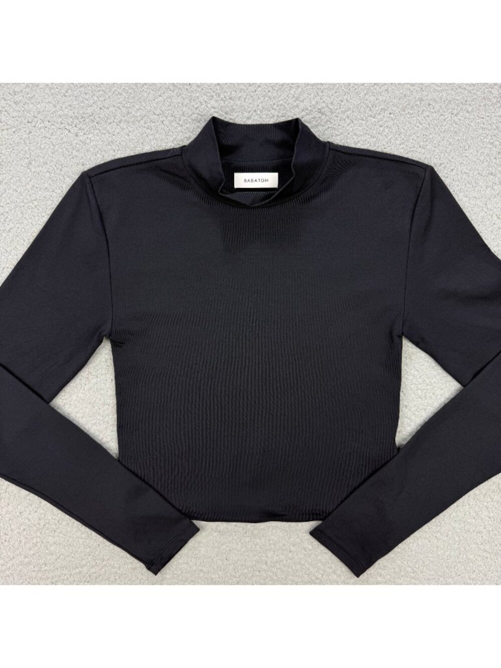 Aritzia Babaton Top Women Medium Black Contour Mockneck Long Sleeve Shirt Blouse